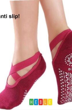 *** Dans Yoga & Pilates Sokken – Antislip – Rood – ‘Ballerina Yoga’ – Dichte tenen – van Heble® ***