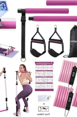 IJzeren Pilates-stang met weerstandsbanden van natuurlijke latex voor thuissportschool – Kerstcadeau