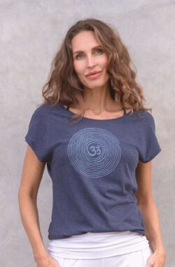 Jaya Om Yoga T-Shirt met print – Blue Melange