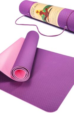 MJ Sports Premium Yoga Mat – Sport Mat – Pilates – Fitness – Anti Slip – Extra Dik (6 mm) – Inclusief Draagkoord – Paars