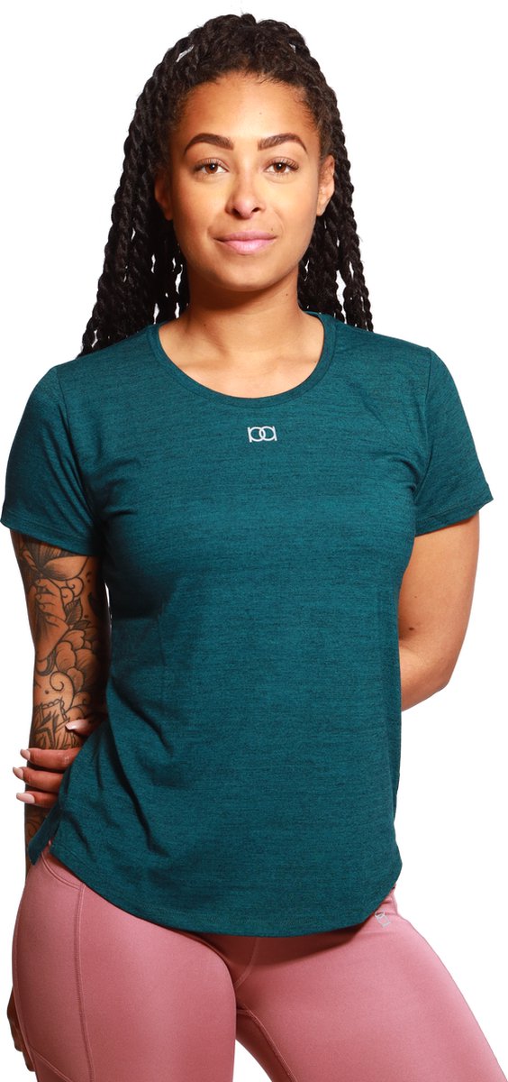 Marrald Performance T-Shirt - Dames Top Shirt Singlet Sporttop Sport Sportshirt Yoga Fitness Hardlopen - Groen Blauw Dark Teal XS