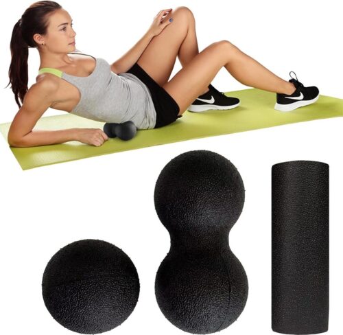 Massagebalset spiermassage - Foam roller - Pindabalmassage - Verlicht spierspanning - Dubbele lacrossebal - Wervelkolom - Voeten - Rug - Nek