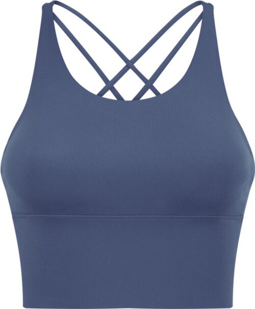 PureSquare - crop top - sportbh - Sporttop - Blauwgrijs - maat S - vaste bh cups - fitness - sport - yoga