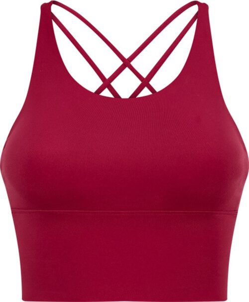 PureSquare - crop top - sportbh - Sporttop - Framboos Rood - maat S - vaste bh cups - fitness - sport - yoga