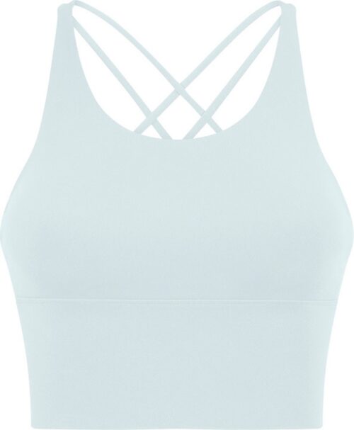 PureSquare - crop top - sportbh - Sporttop - Lichtblauw - maat M - vaste bh cups - fitness - sport - yoga