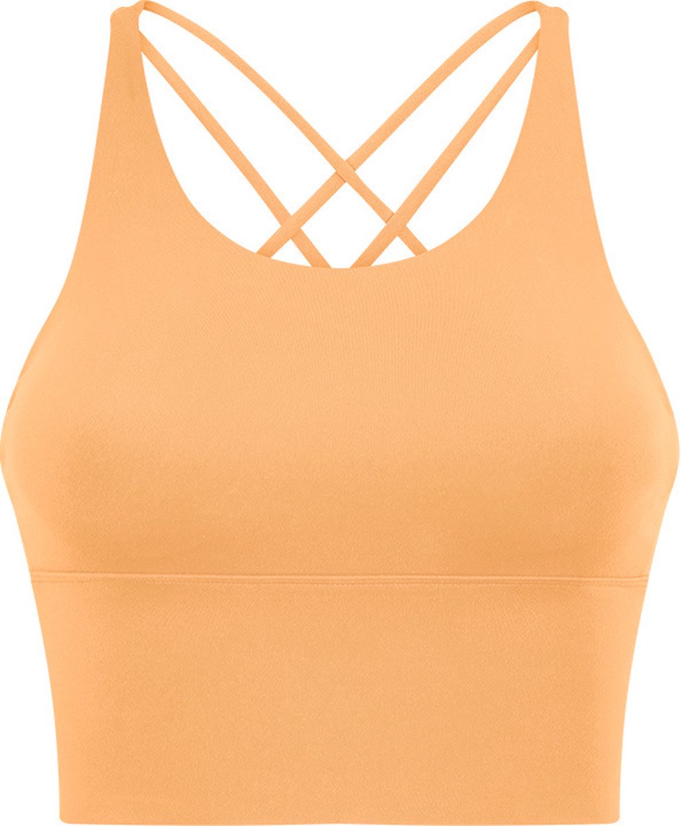 PureSquare - crop top - sportbh - Sporttop - Oranje - maat M - vaste bh cups - fitness - sport - yoga