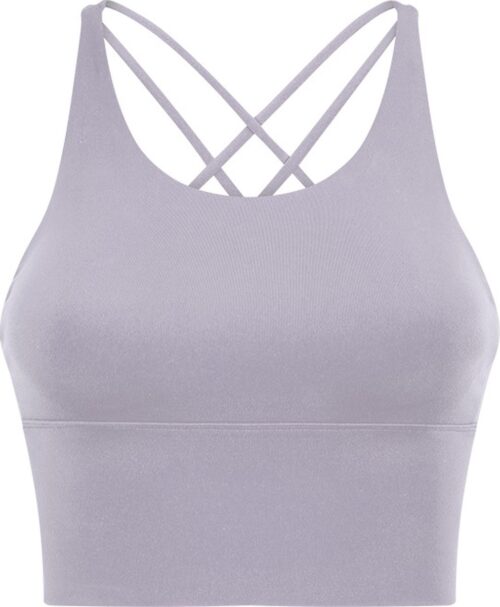 PureSquare - crop top - sportbh - Sporttop - Paars - maat L - vaste bh cups - fitness - sport - yoga