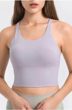 PureSquare – crop top – sportbh – Sporttop – Paars – maat M – vaste bh cups – fitness – sport – yoga