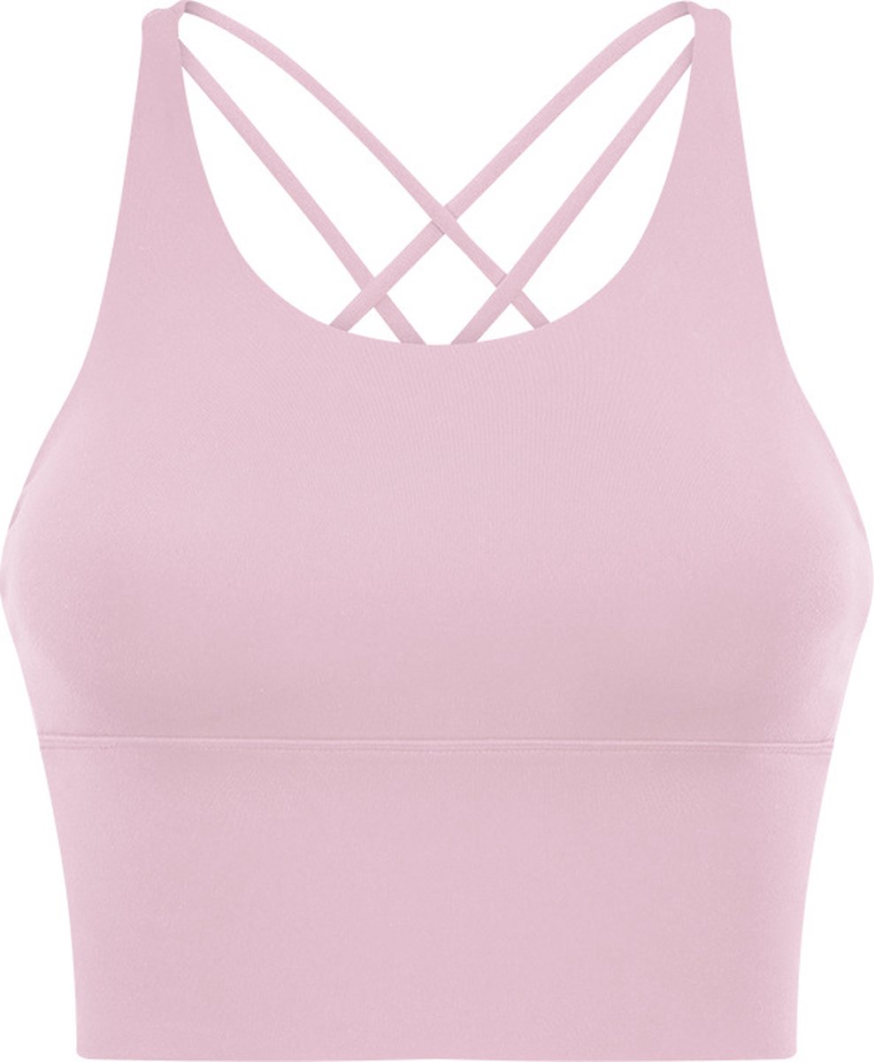 PureSquare crop top - sportbh - Sporttop - Roze - maat L - vaste bh cups - fitness - sport - yoga