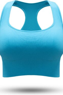 PureSquare – crop top – sportbh – sporttop – Blauw – maat S – vaste bh cups – rugsteun – fitness – sport – yoga