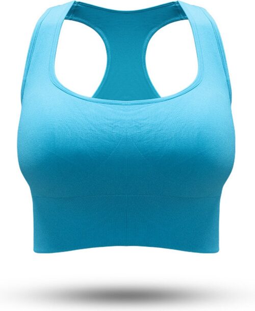 PureSquare - crop top - sportbh - sporttop - Blauw - maat S - vaste bh cups - rugsteun - fitness - sport - yoga