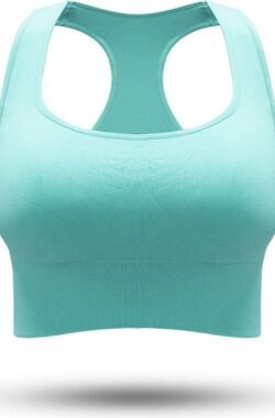 PureSquare – crop top – sportbh – sporttop – turquoise – maat M – vaste bh cups – rugsteun – fitness – sport – yoga