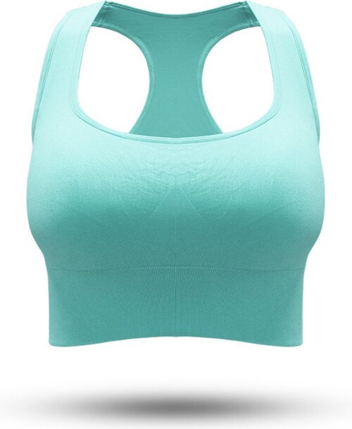 PureSquare - crop top - sportbh - sporttop - turquoise - maat M - vaste bh cups - rugsteun - fitness - sport - yoga