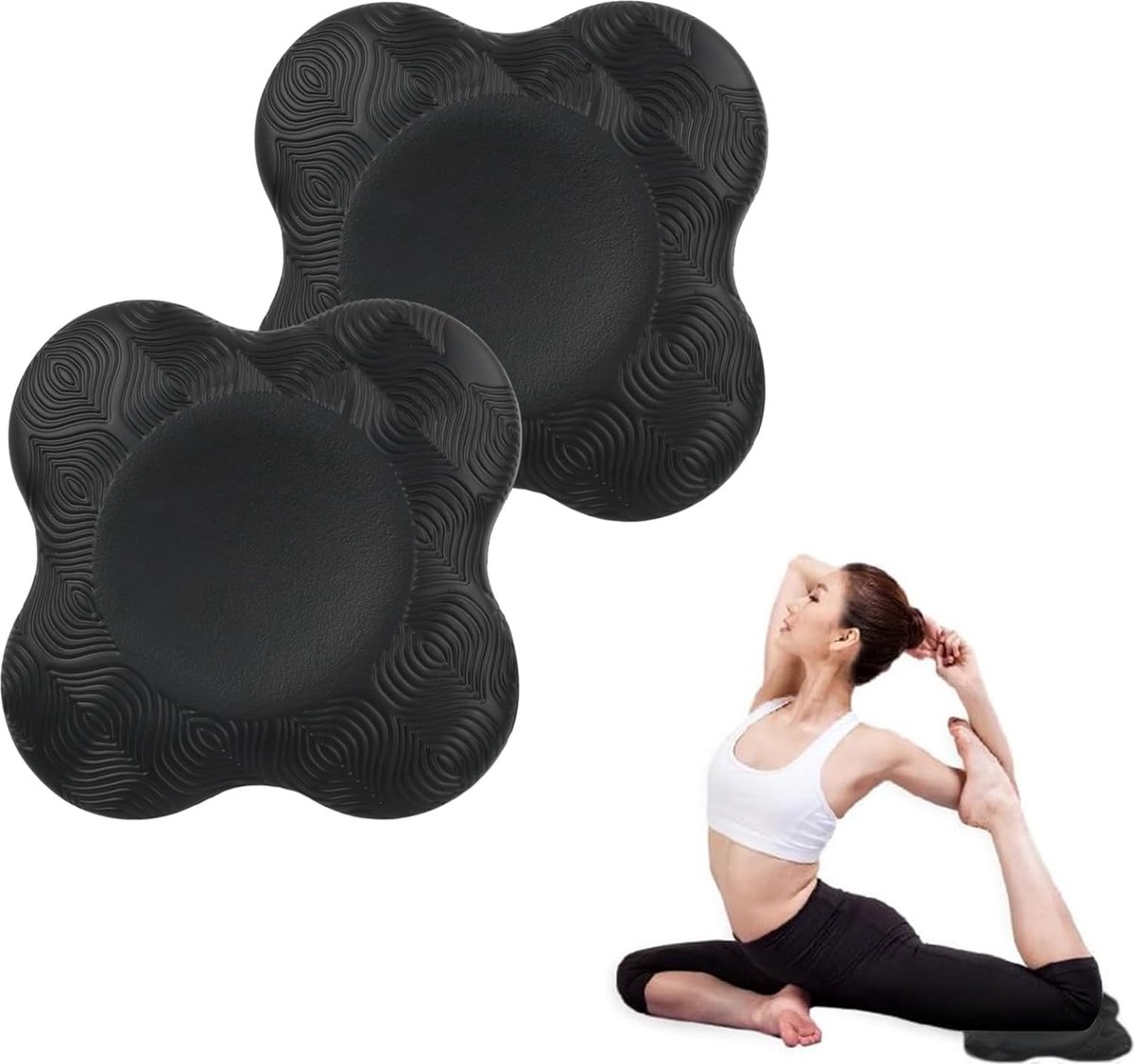 Set van 2 yoga-kniekussens, yoga-bolster-kniebeschermers, antislip yoga-kniebeschermermat, yoga-kniekussen, antislip voor pilates, kniebeschermers-mat voor ondersteuning van knieën, polsen en ellebogen, 18 x 18 cm