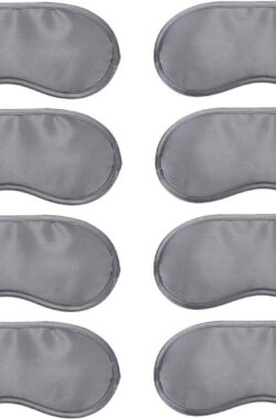 Set van 8 Natuurlijke Slaapmaskers met Verstelbare Riem – Oogslaapbescherming voor Yoga-Reizen – Blokkeert Licht – Grijs