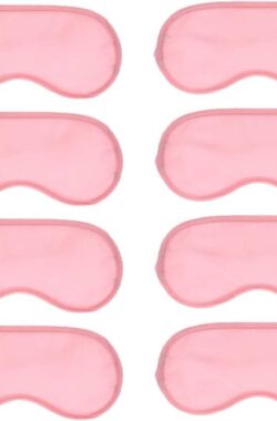 Set van 8 natuurlijke oogmaskers met verstelbare riem voor slaap en yoga – roze.