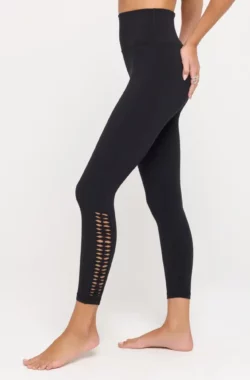 Spiritual Gangster Ada Crochet Mesh 7/8 Yoga Legging – Black