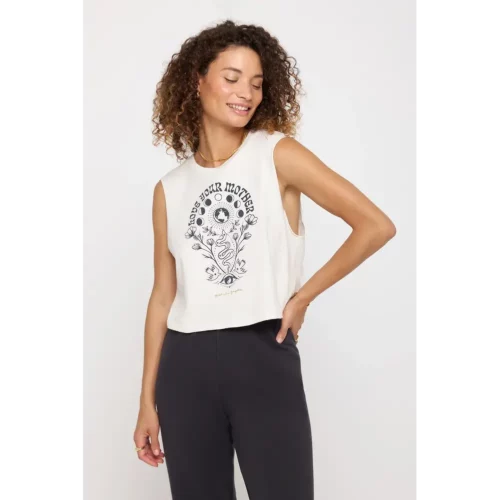 Spiritual Gangster Love Mother Callie Yoga Crop Top - Birch Wit