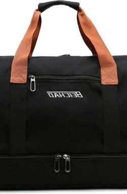 Sport gymtas weekendtas nachttassen voor mannen en vrouwen – Duffel tas training zwemmen ziekenhuis – Schoudertas met bagage mouw en schoencompartiment Zwart Large