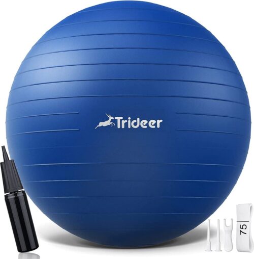 Trideer - extra sterke yoga bal - Blauw 38-45 cm - Met Pomp - gymnastiekbal, pilatesbal, zitbal voor kantoor, balans, yoga, fitness bal, zwangerschapsbal, balansstoel in de sportschool, thuis of op kantoor