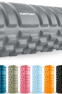 Tunturi Yoga Grid Foam Roller – Massage Roller 33 cm lang – Foamroller – Fitness Roller – Grijs – Incl. gratis fitness app