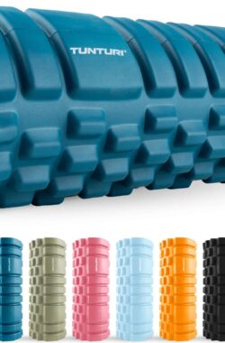 Tunturi Yoga Grid Foam Roller – Massage Roller 33 cm lang – Foamroller – Fitness Roller – Petrol Blauw – Incl. gratis fitness app