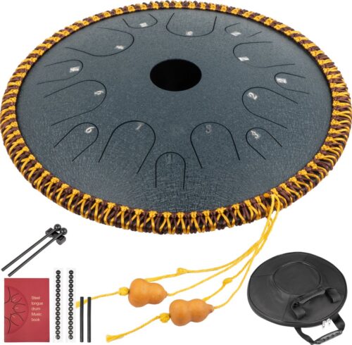 VEVOR Koperen Tongue Drum-Handdrum met 14 Noten-36 cm Tongdrum-Handpan -Etherische Trommel voor Yoga, Zazen, Meditatie, Muziektherapeuten, Religieuze Activiteiten- Marineblauw