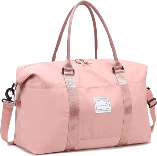 Womens Sporttas Reistas Heren Weekend Duffle Bag Waterdicht - Overnachting Ziekenhuis Tas Handbagage - Easyjet Undearseat Tote - Vakantie Winkelen Sport Roze