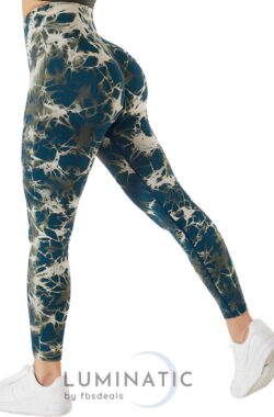 Yoga Legging – Fitness Legging – Sportlegging Dames – Tie Dye – High Waist Legging – Yoga Kleding Dames – Yoga Broek Dames – Sportkleding Dames – Sportbroek Dames – Legging & Shapewear Dames | Luminatic® | Groen | M