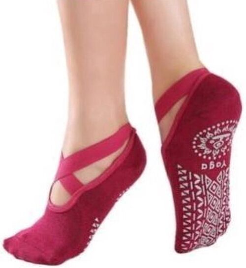 Yoga Sokken Gesloten Teen | Met Anti Slip Onderkant | Antislip Sokken | Pilates Sokken | Maat 36-40 I Rood