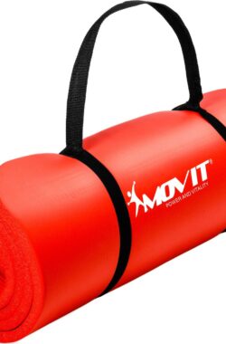 Yoga mat – Yogamat – Fitness mat – Sport mat – Fitness matje – Pilates mat – Oprolbaar – Inclusief handgreep – 190 x 60 x 1.5 cm – Rood