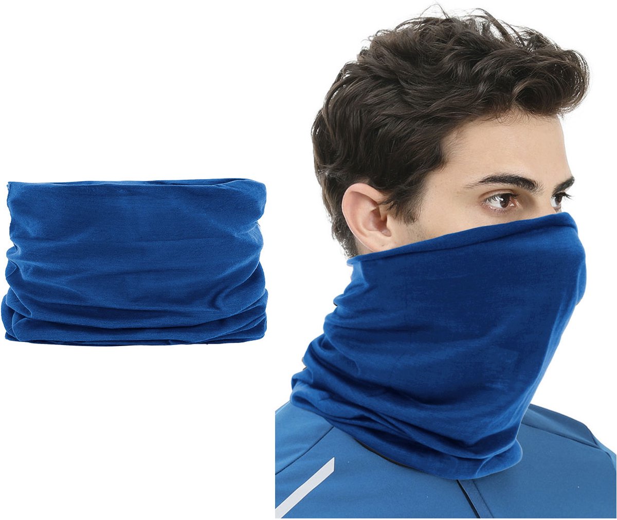 2 Stuks Multifunctioneel Polyester Colsjaal - Bivakmuts Balaclava Bandana Ideaal voor Sport Fietsen Motor - Unisex - Blauw