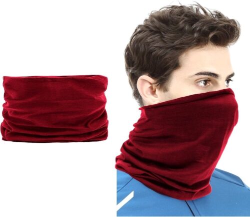 2 Stuks Multifunctioneel Polyester Colsjaal - Bivakmuts Balaclava Bandana Ideaal voor Sport Fietsen Motor - Unisex - Wijnrood