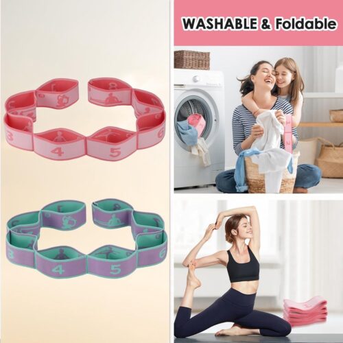 2 stuks yoga-riem, hoge elasticiteit yoga-riemen om uit te rekken, flexibele band met 8 lussen, stretchbanden voor flexibiliteit, gymnastiekuitrusting stretchband, fitness flexstrap voor yoga, gym,