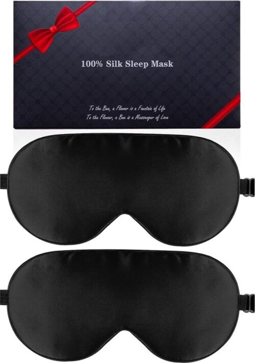 2x Zijden slaapmasker, 2 stuks moerbeizijde oogmasker met verstelbare riem, slaapmiddel blinddoek voor dutje, Eye Sleep Shade Cover, 100% Blokken Licht Vermindert gezwollen ogen Geschenken voor