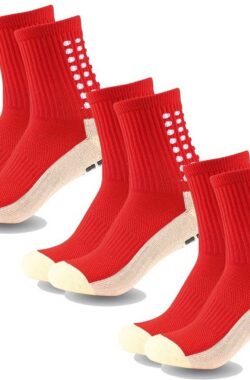 3-pack gripsokken – rood – voetbal – unisex – one size – voor elke sport