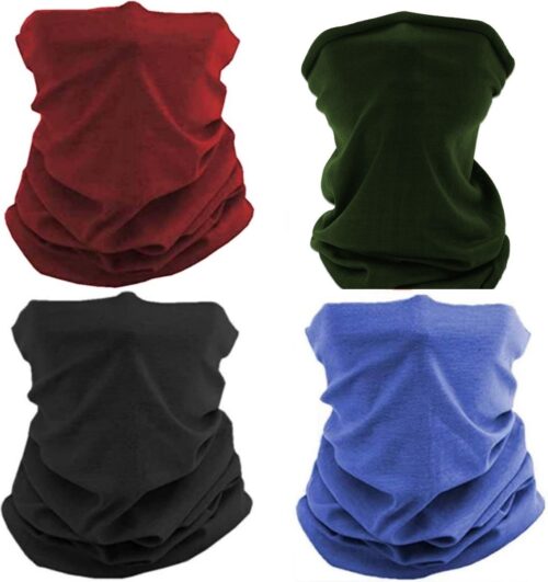 4 Stuks Multifunctioneel Polyester Colsjaal - Bivakmuts Balaclava Bandana - Ideaal voor Sport Fietsen Motor - Unisex - Veelkleurig