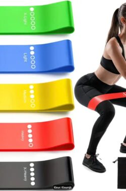 5 Stuks Fitness Weerstandsbanden – Kleurrijke Set Elastische Weerstandsbanden voor Volledige Lichaamstraining – Ideaal voor Yoga, Pilates, Gymnastiek, Ballet, Dans en Krachttraining