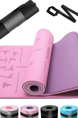 6 mm dikke huidvriendelijke yogamat antislip gymnastiekmat pilates meditatie stretching roze – 183 x 61 cm met draagriem en tas yoga handdoek antislip