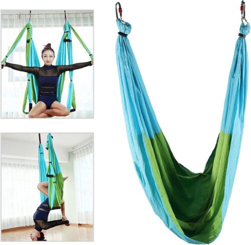 Aerial Yoga Fitness Hanggreep Inversie Sling Hangmat - Inclusief Hangmat Riem - Anti-zwaartekracht - Met Handvat - Handleiding Stoffen Tas