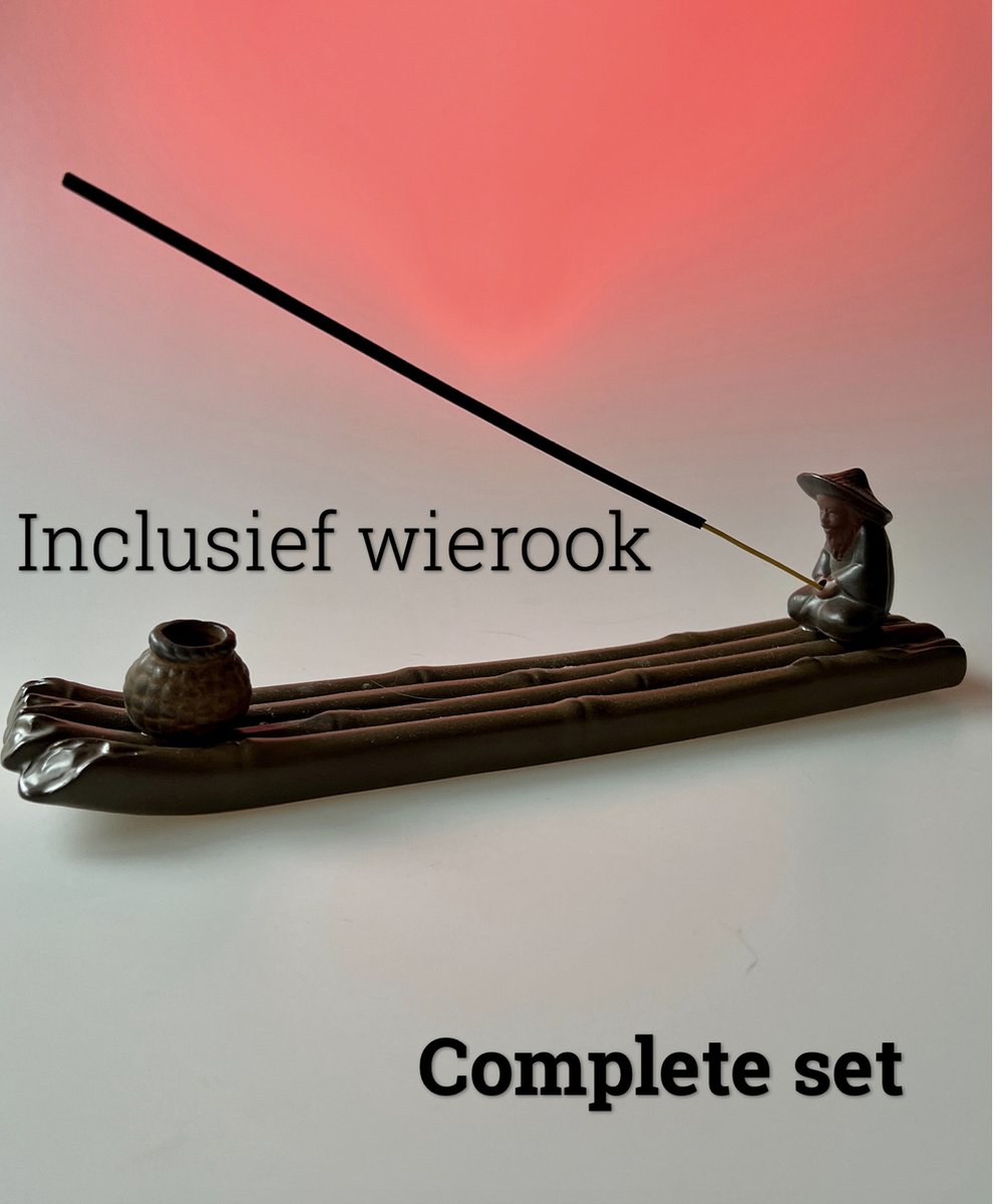 Afecto complete set wierookhouder bruin visserman + wierook - porseleinen Wierookhouder -inclusief 2 soorten wierook - Ontspanning - laat je huis lekker ruiken