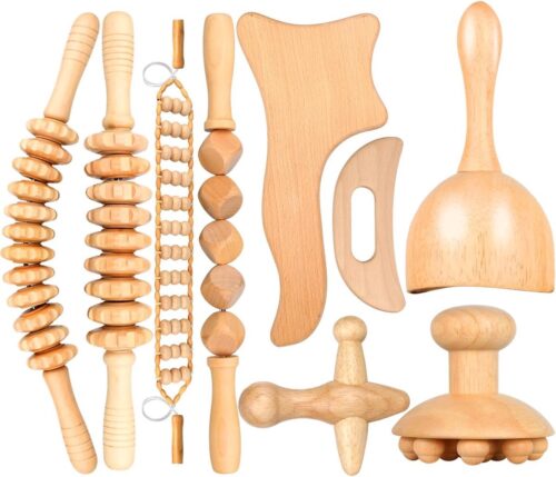 Anti-Cellulitis Massagegereedschap Set voor Lichaamsvorming - Houttherapie Kit - Lymfedrainage - Diepe Massage - Ergonomisch Design - Thuisgebruik - Ontspanningsmassage - Gezonde Huid