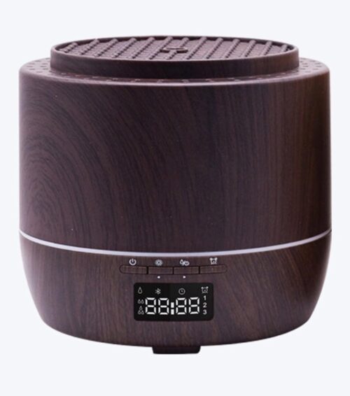 Aroma Diffuser - Geurverspreider - Aromatherapie - Vernevelaar - Klok - App - Donker Hout - 500ML