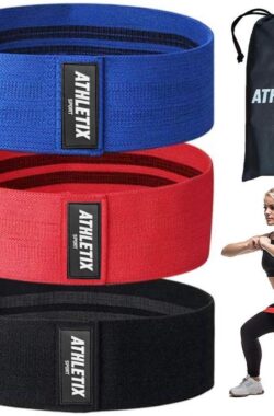 Athletix® – Weerstandsbanden Set – 3 Sport Elastiek Banden – Met Gratis Draagtas – Hip bands – 3 Resistance Bands – Fitness Fitnessband