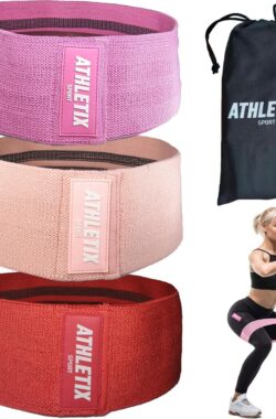 Athletix® – Weerstandsbanden Set van 3 – Met Gratis Draagtas – Booty Bands – 3 Resistance Bands – Roze