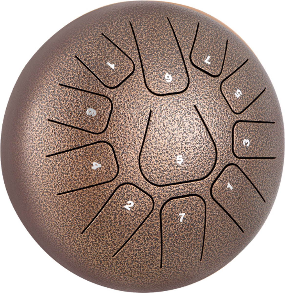 Autura Steel Tongue Drum - 11 Noten - Hangdrum - Yoga Drum - Handpan - 30CM - Bruin