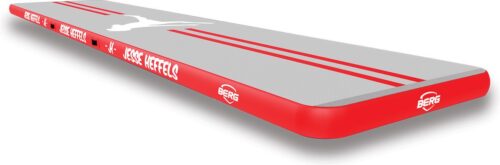 BERG x Jesse Heffels AirTrack Home Turnmat - 500 cm - Inclusief Handpomp - Grijs/Rood