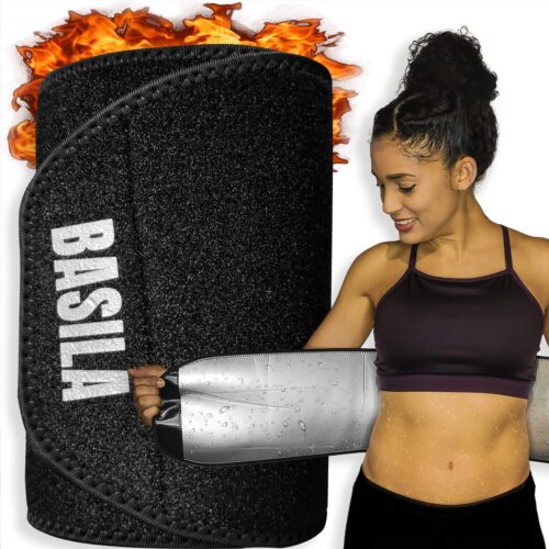 Basila® Premium Zweetband - Silver Ion - One Size - 110cm - Sauna Band, Waist Trainer, Afslankband, Waist Shaper, Buikband