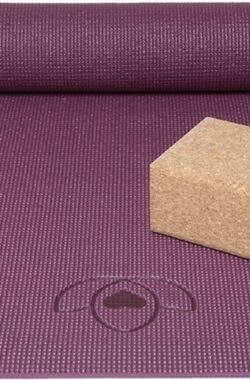 Basispakket yogamat en blok – donkerpaars