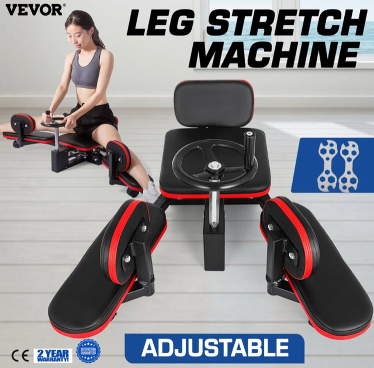 Beenspreider - Verstelbare Yoga Split Trainer - Benen Spagaat Beenspreider - Rekmachine - Stretching Machine - Lenigheid Trainer - Stretchen - Spagaat Trainer - Rood/Zwart